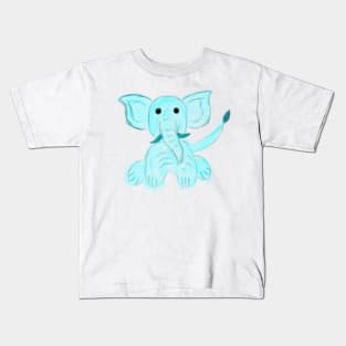 Blue baby elephant watercolor art Kids T-Shirt